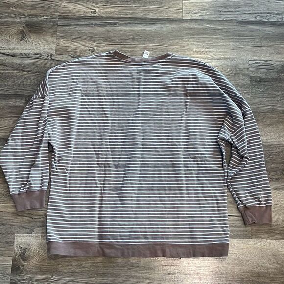 Zyia Dust Striped Cropped Crewneck Sweatshirt Large - Picture 5 of 5